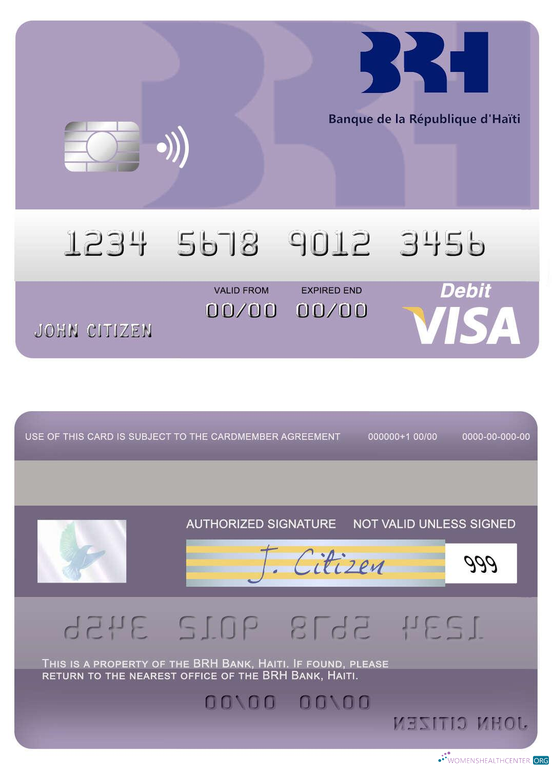 Download Haiti BRH Bank visa debit card Photoshop template